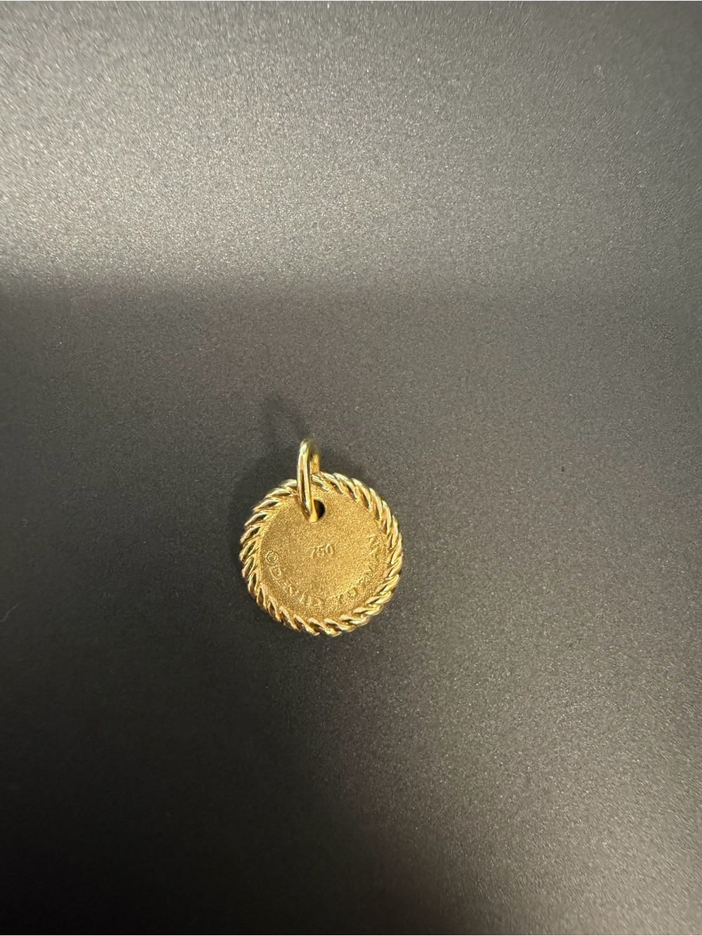 David Yurman Gold Rope-Edge Round Pendant Charm J